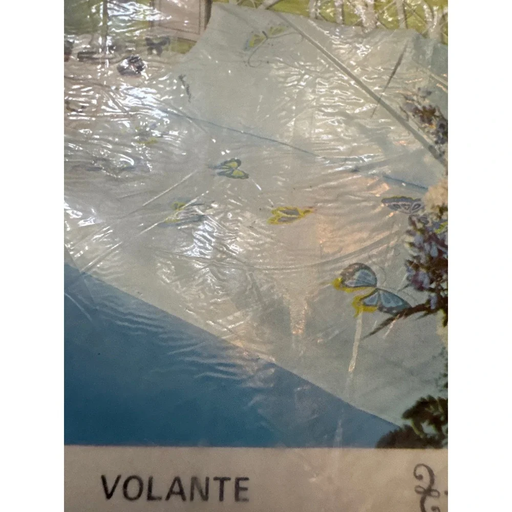 Vintage Martex Volante Butterfly King Flat & Cal King Fitted Sheet Set NOS 70s